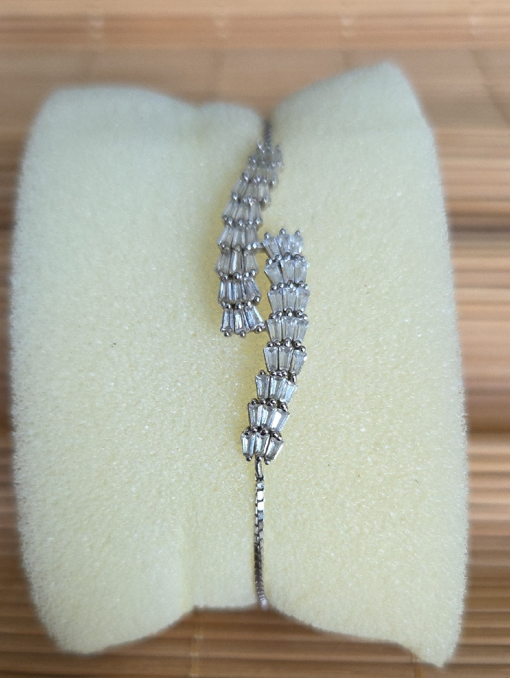 QVC Silver Tone Baguette CZ Wave Bracelet